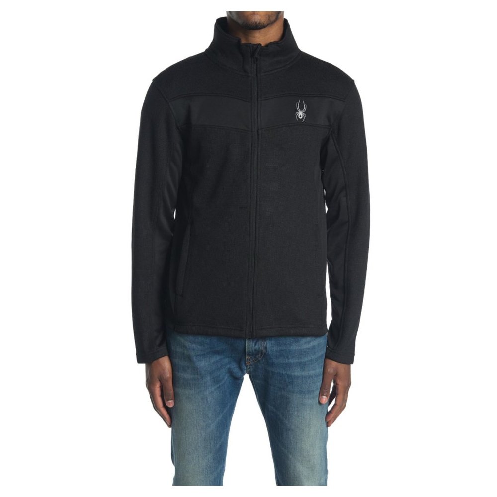 Spyder Mens Black Racer Full Zip Long Sleeve Knit Jacket Sz L NWT - Picture 4 of 11